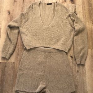 Nasty Gal Camel Knit Sweater Set